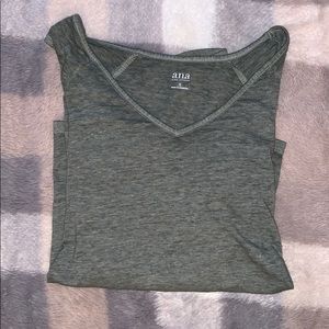 a.n.a Green/Gray Cold Shoulder 3/4 Sleeve Blouse